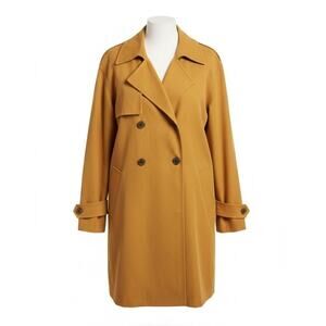 Something Navy Camel Brown Trench Coat Double Breasted Cotton Women Large Chic